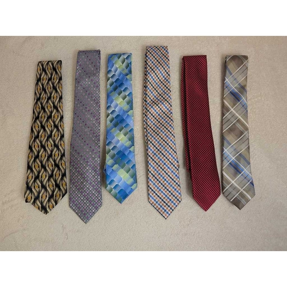Pierre Cardin Silk Geometric Modern Pattern Neck Tie Burgundy Red Polka Dot Lot